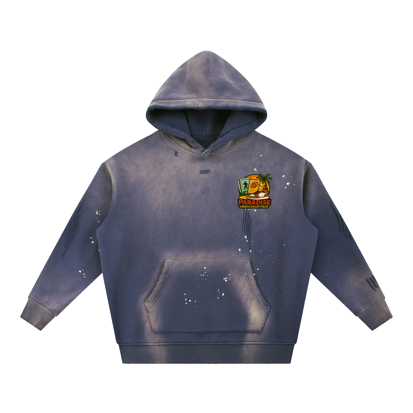 Vintage Washed Frayed Fleece Hoodie