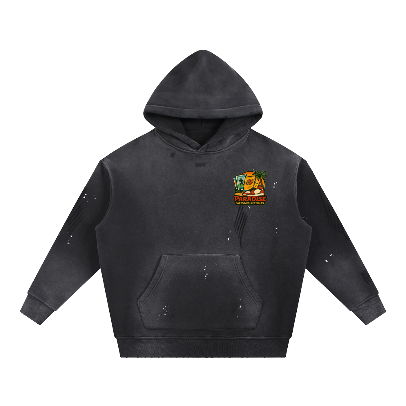 Vintage Washed Frayed Fleece Hoodie